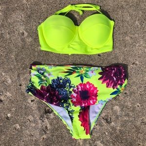 Neon Green/Yellow 2 Piece Swimsuit